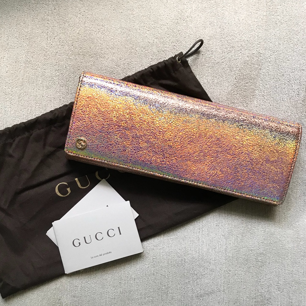 Gucci Broadway Crackled Metallic Evening Clutch